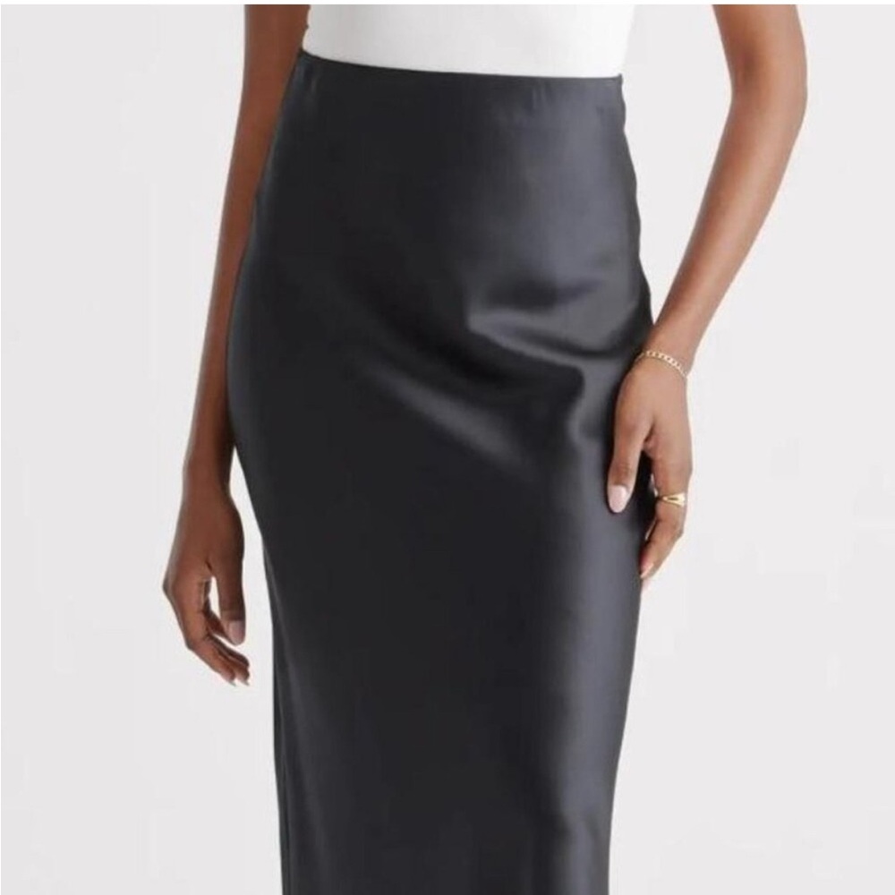 Quince black washable silk midi skirt, M - Picture 3 of 9
